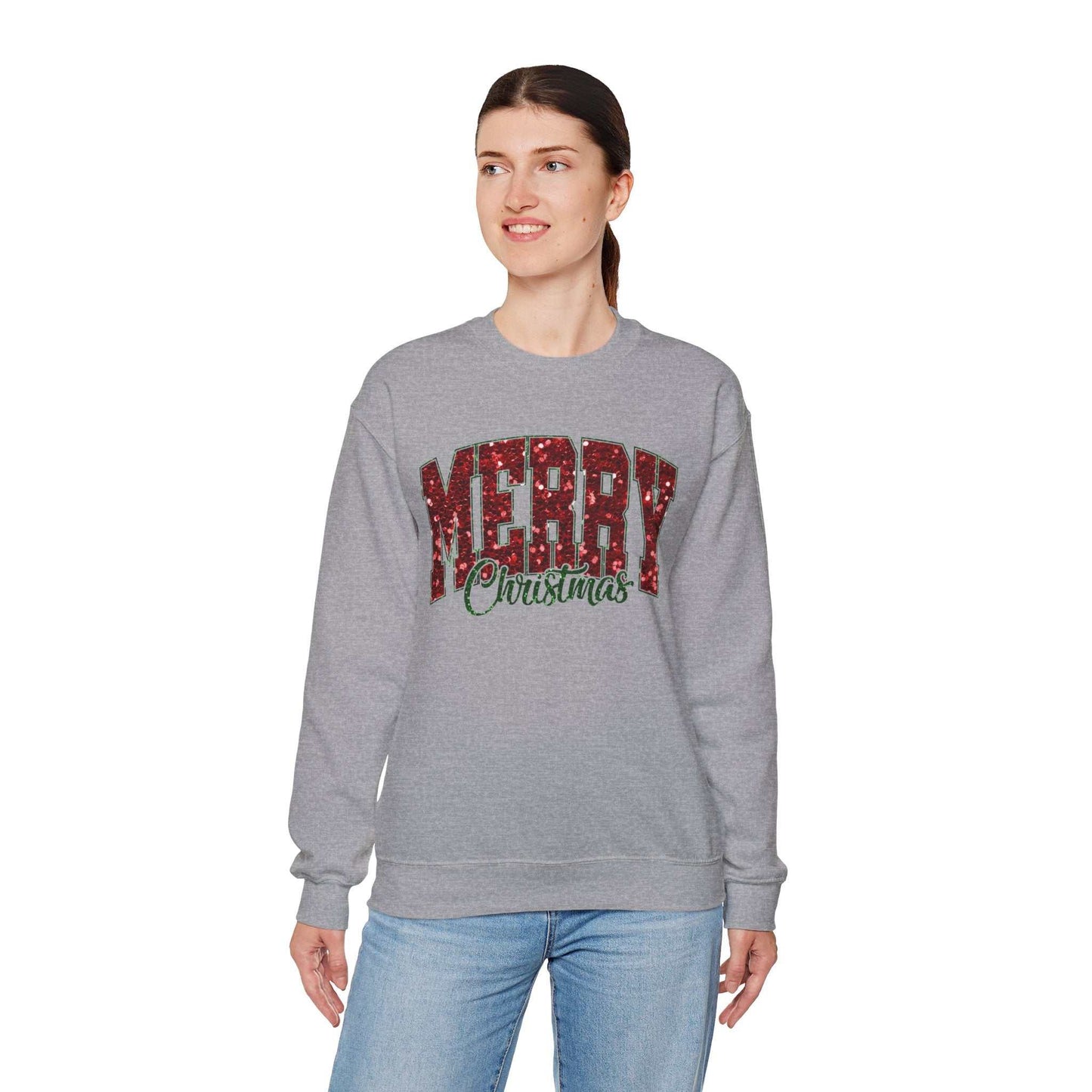 Merry Christmas Plaid Lettering Sweatshirt | Holiday Cozy Crewneck