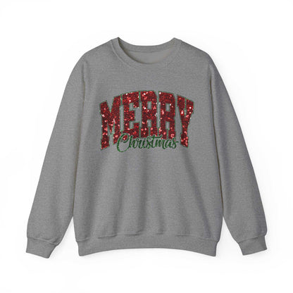 Merry Christmas Plaid Lettering Sweatshirt | Holiday Cozy Crewneck