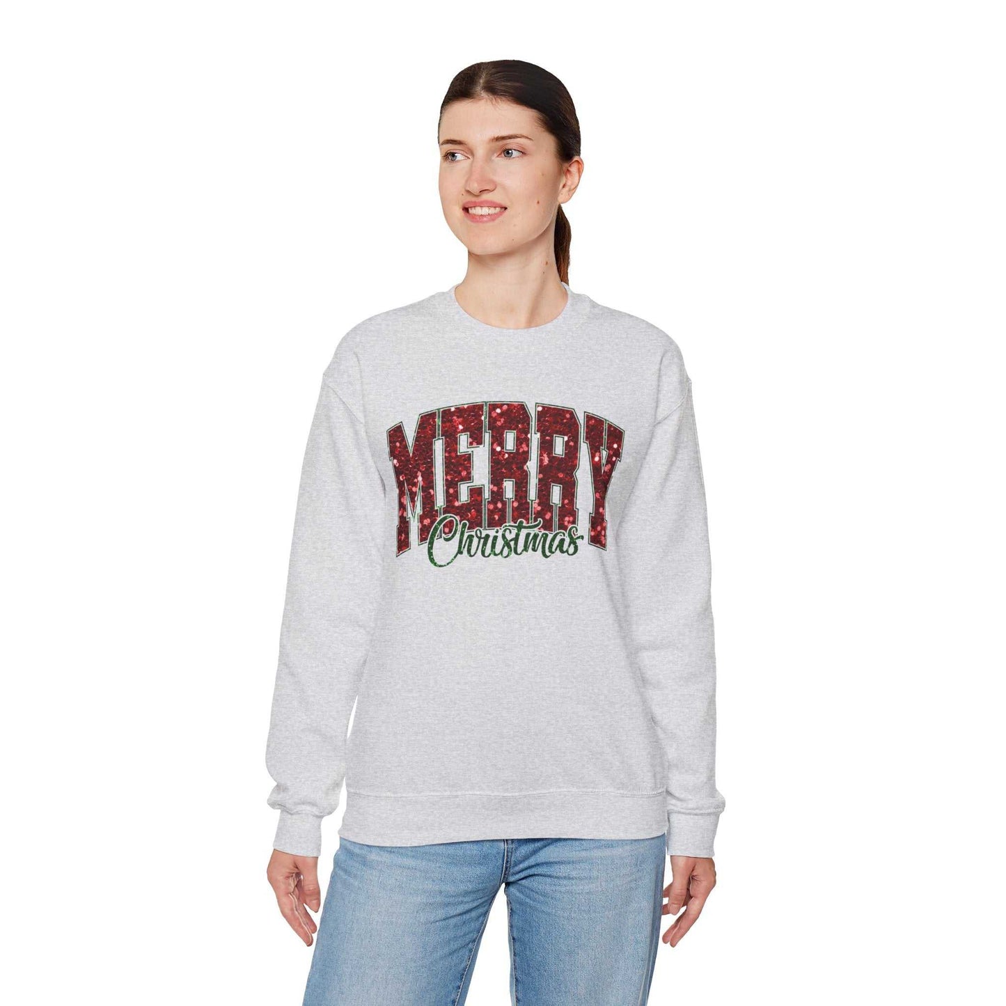Merry Christmas Plaid Lettering Sweatshirt | Holiday Cozy Crewneck