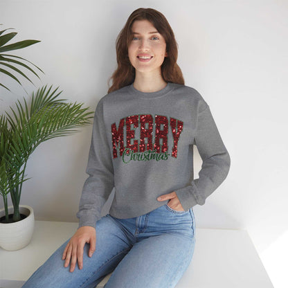 Merry Christmas Plaid Lettering Sweatshirt | Holiday Cozy Crewneck