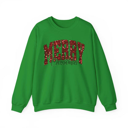 Merry Christmas Plaid Lettering Sweatshirt | Holiday Cozy Crewneck