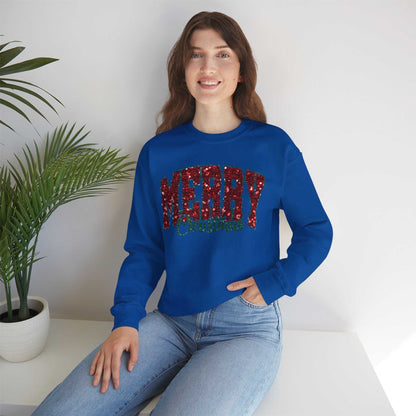 Merry Christmas Plaid Lettering Sweatshirt | Holiday Cozy Crewneck