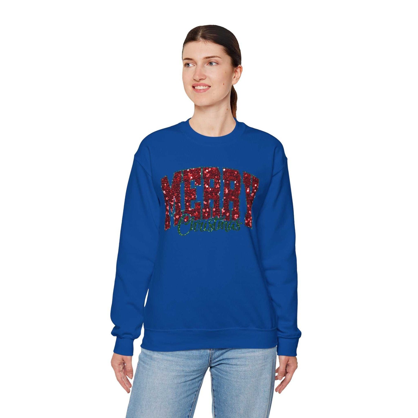 Merry Christmas Plaid Lettering Sweatshirt | Holiday Cozy Crewneck