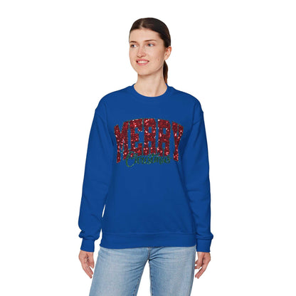 Merry Christmas Plaid Lettering Sweatshirt | Holiday Cozy Crewneck