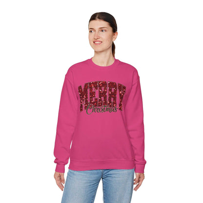 Merry Christmas Plaid Lettering Sweatshirt | Holiday Cozy Crewneck