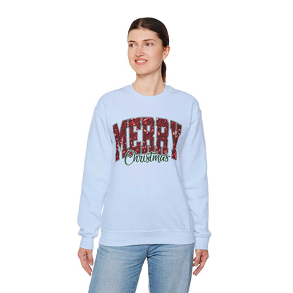 Merry Christmas Plaid Lettering Sweatshirt | Holiday Cozy Crewneck