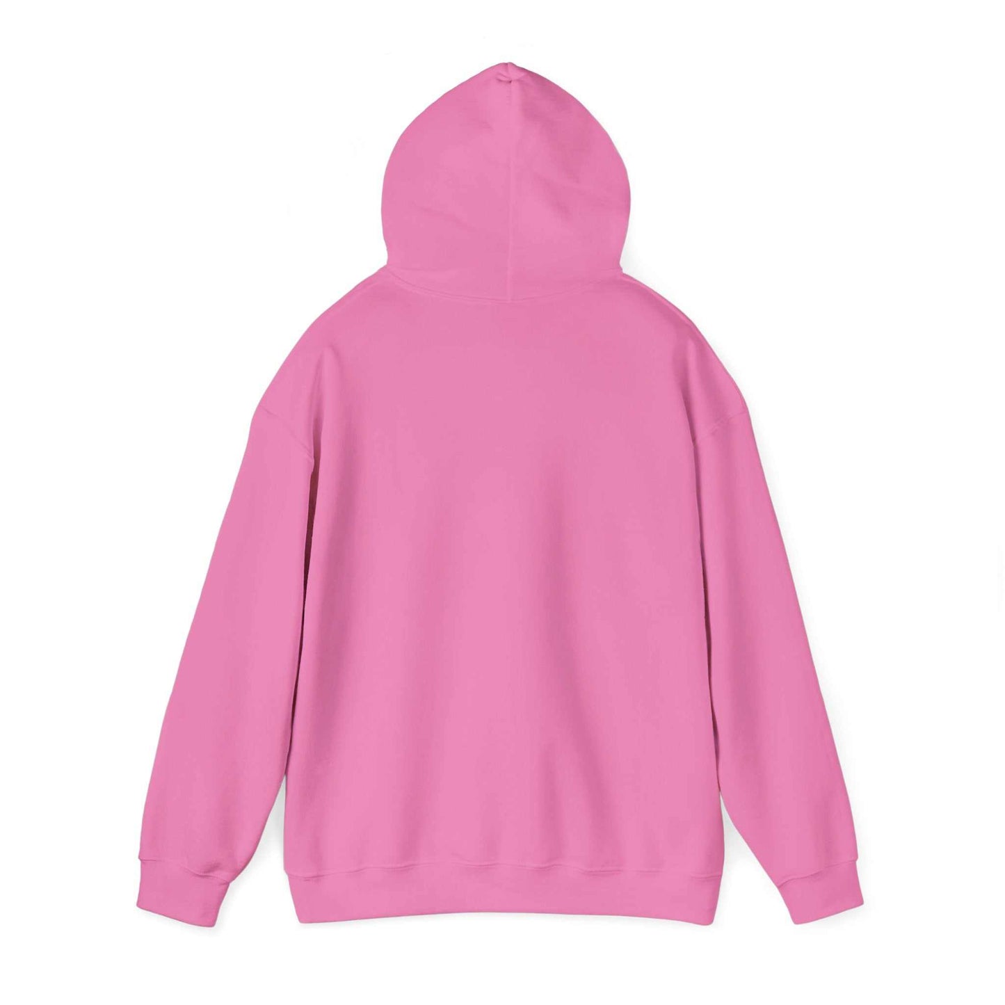 Back view of cozy pink winter hoodie with hood, suitable for winter boots hat mittens season