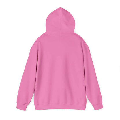 Back view of cozy pink winter hoodie with hood, suitable for winter boots hat mittens season