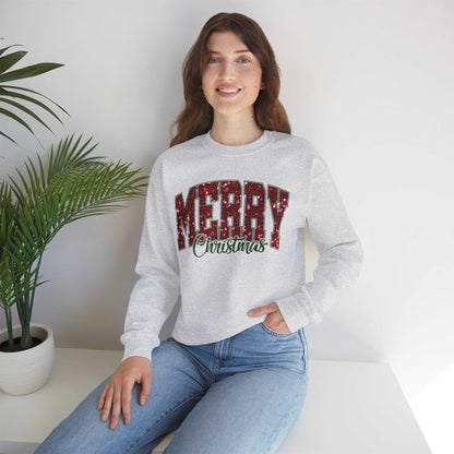 Merry Christmas Plaid Lettering Sweatshirt | Holiday Cozy Crewneck